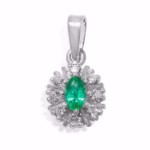 Diamantsmykke med 0,12 ct W-Si og smaragd