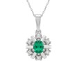 Diamantsmykke med 0,06 ct W-Si og smaragd-27058