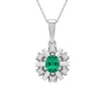 Diamantsmykke med 0,06 ct W-Si og smaragd-27058