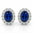Diamantøredobber i gull 18 kt med 0,11 ct W-SI og safir-7500130