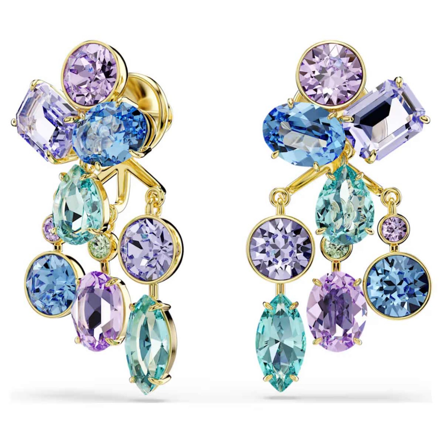 Swarovski øredobber Gema earring jackets Mixed cuts, Multicolored, Gold-tone plated - 5737450