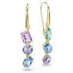 Swarovski øredobber Gema drop earrings Asymmetrical design, Mixed cuts, Multicolored, Gold-tone plated - 5747917