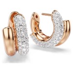 Swarovski øredobber Dextera hoop earrings Round cut, Mini, White, Rose gold-tone plated - 5738198