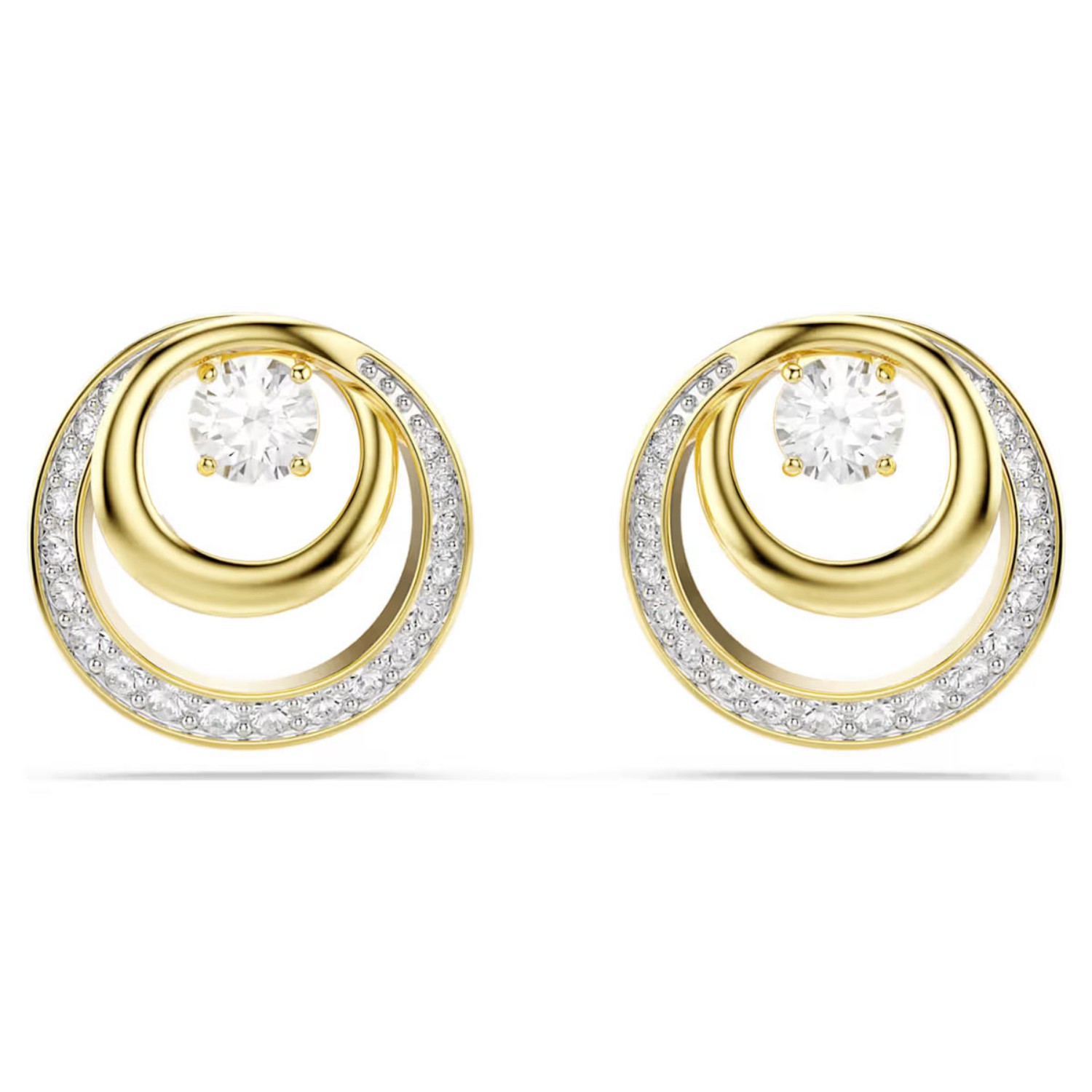Swarovski øredobber Hyperbola stud earrings Round cut, White, Gold-tone plated - 5740407