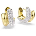 Swarovski øredobber Dextera hoop earrings Round cut, Mini, White, Gold-tone plated - 5740735