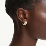 Swarovski øredobber Dextera hoop earrings Round cut, Mini, White, Gold-tone plated - 5740735