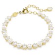 Swarovski armbånd Matrix Tennis bracelet Crystal pearl, Round cut, White, Gold-tone plated - 5742026