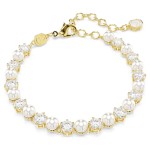 Swarovski armbånd Matrix Tennis bracelet Crystal pearl, Round cut, White, Gold-tone plated - 5742026