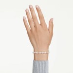Swarovski armbånd Matrix Tennis bracelet Crystal pearl, Round cut, White, Gold-tone plated - 5742026