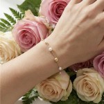 Armbånd i 18 kt med perle og prikker, matt , 19 сm - 01-82-175-19