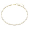 Swarovski collier Matrix Tennis necklace Crystal pearl, Round cut, White, Gold-tone plated - 5742039