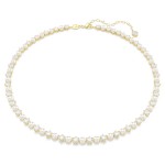 Swarovski collier Matrix Tennis necklace Crystal pearl, Round cut, White, Gold-tone plated - 5742039