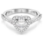 Swarovski Una Angelic motif ring Mixed cuts, Heart, White, Rhodium plated - 5744045