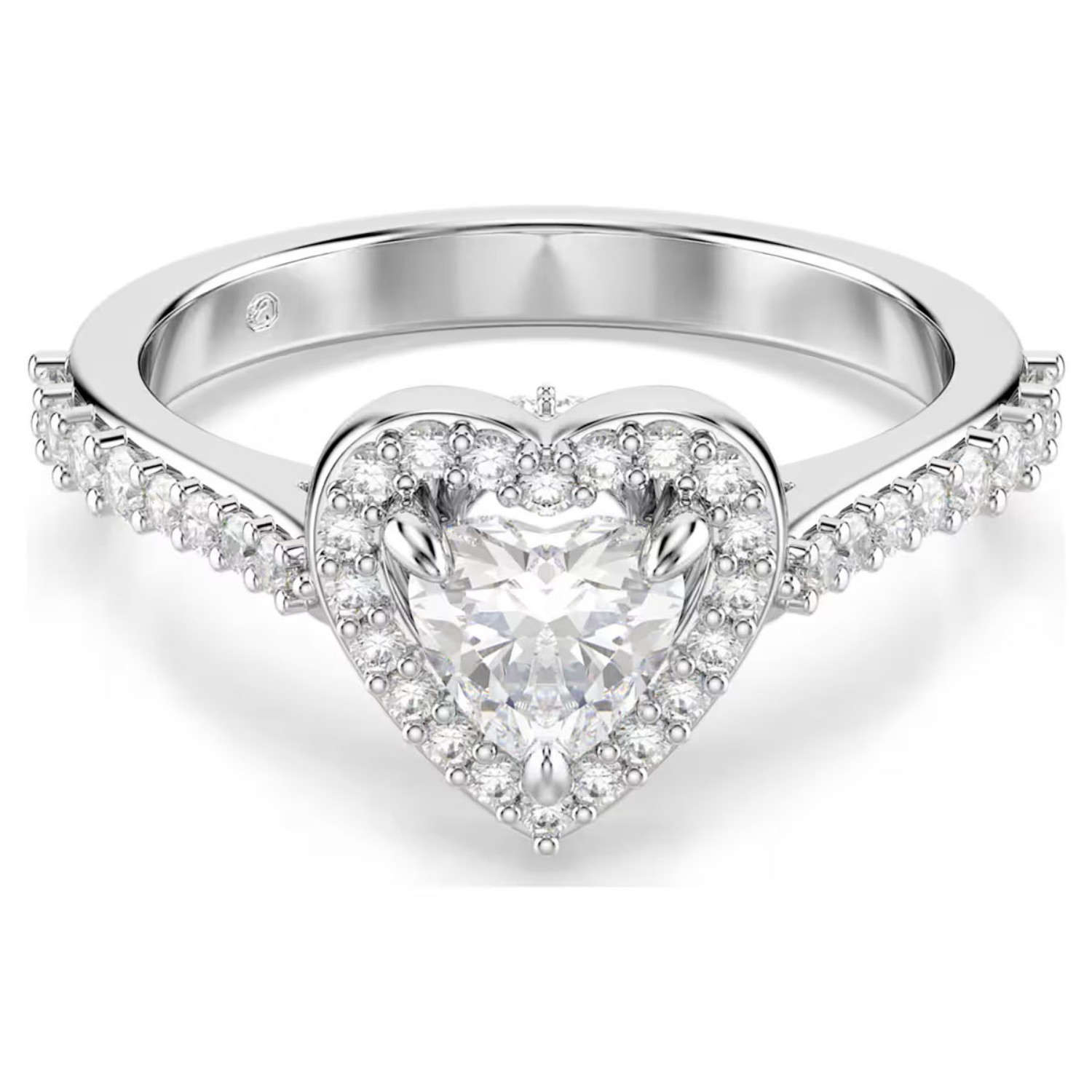 Swarovski Una Angelic motif ring Mixed cuts, Heart, White, Rhodium plated - 5744045