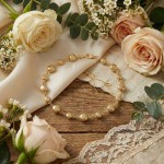 Armbånd med flate kuler i gult gull 14kt, 19 cm - 16998