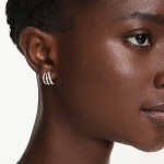 Swarovski øredobber Hyperbola hoop earrings Round cut, Mini, White, Rhodium plated - 5737110