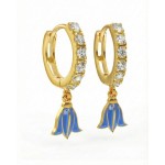 Kreoler i forgylt sølv med cirkonia og blåklokke LIV - 701212