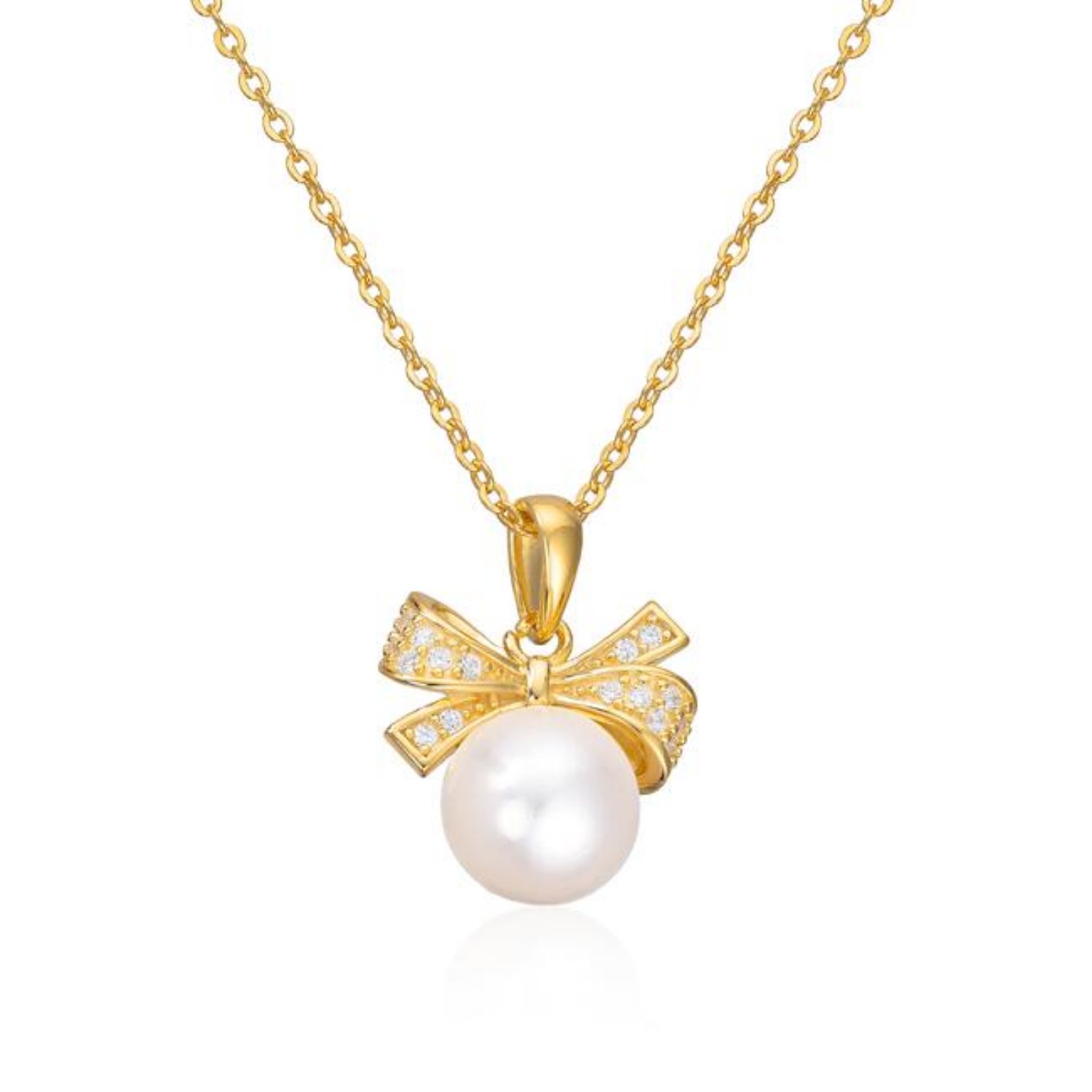 Smykke "Chic Bow" i forgylt sølv med zirkonia - 3062745