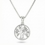 Smykkesett Livets tre i rhodinert sølv med zirkonia - 69546