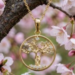 Smykke Livets tre i sølv forgylt og zirkoner - 3070145