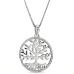 Livets tre i sølv med zirkonia - 2986642