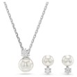 Swarovski smykkesett Matrix set Crystal pearl, Round cut, White, Rhodium plated - 5689624