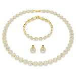 Swarovski smykkesett Una Angelic set Set (3), Round cut, White, Gold-tone plated - 5750619