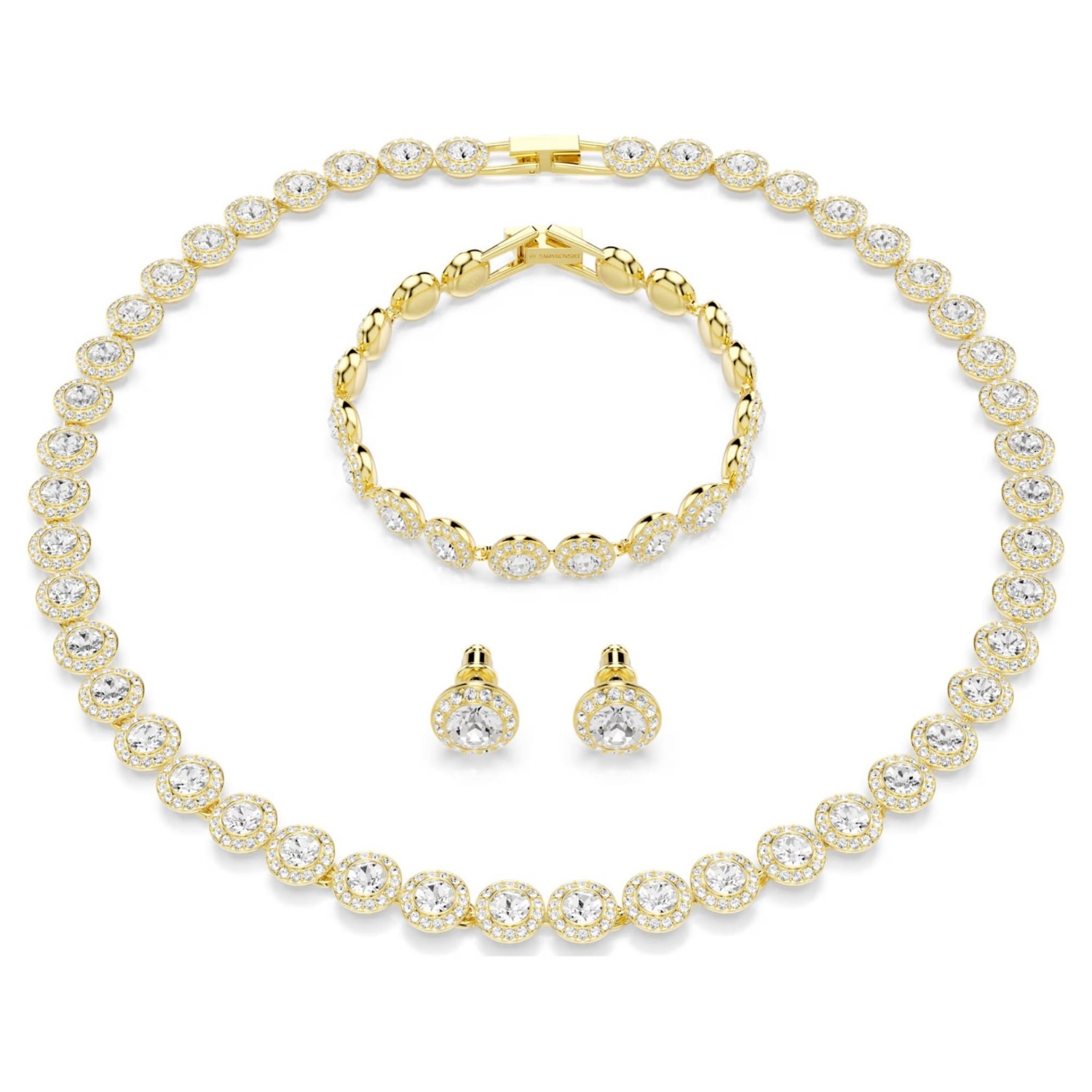 Swarovski smykkesett Una Angelic set Set (3), Round cut, White, Gold-tone plated - 5750619