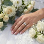 Giftering i platina 950, 4 mm. RUBIN modell 803  - 1140