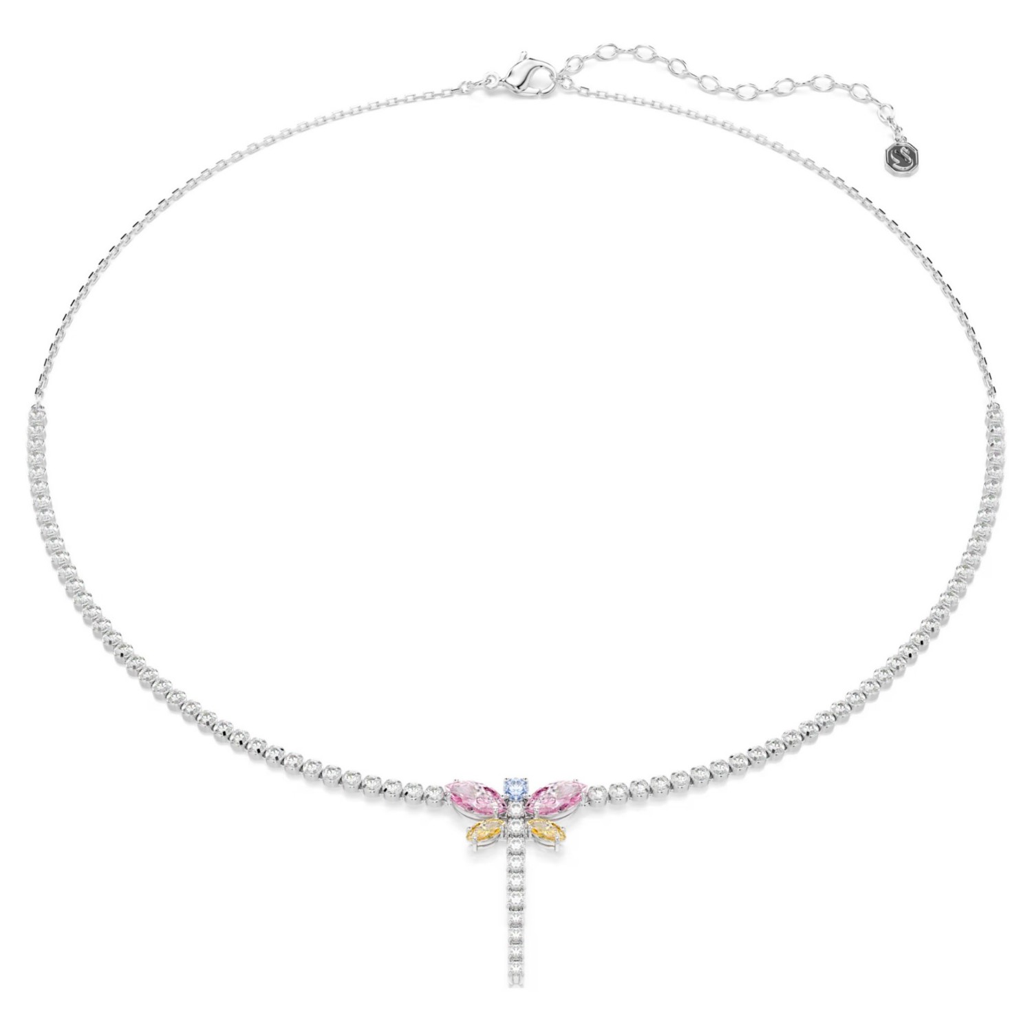 Swarovski collier Ariana Grande x Swarovski Y necklace Mixed cuts, Dragonfly, Multicolored, Rhodium plated - 5737425