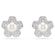 Swarovski øredobber Ariana Grande x Swarovski stud earrings Crystal Pearl, Round cut, Flower, White, Rhodium plated - 5756098