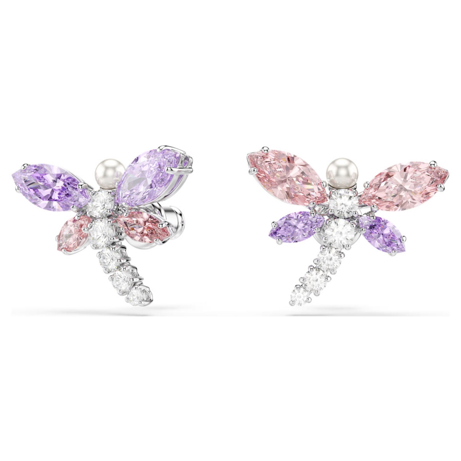 Swarovski øredobber Ariana Grande x Swarovski stud earrings Mixed cuts, Dragonfly, Multicolored, Rhodium plated - 5737371