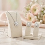 Swarovski smykkesett Ariana Grande x Swarovski set Crystal pearl, Round cut, Flower, White, Rhodium plated - 5749180