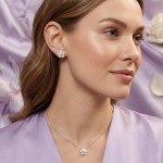 Swarovski smykkesett Ariana Grande x Swarovski set Crystal pearl, Round cut, Flower, White, Rhodium plated - 5749180