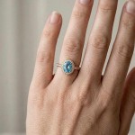 Gullring Capri i gult gull 14kt med akvamarin og 0,24ct W-Si - 57433