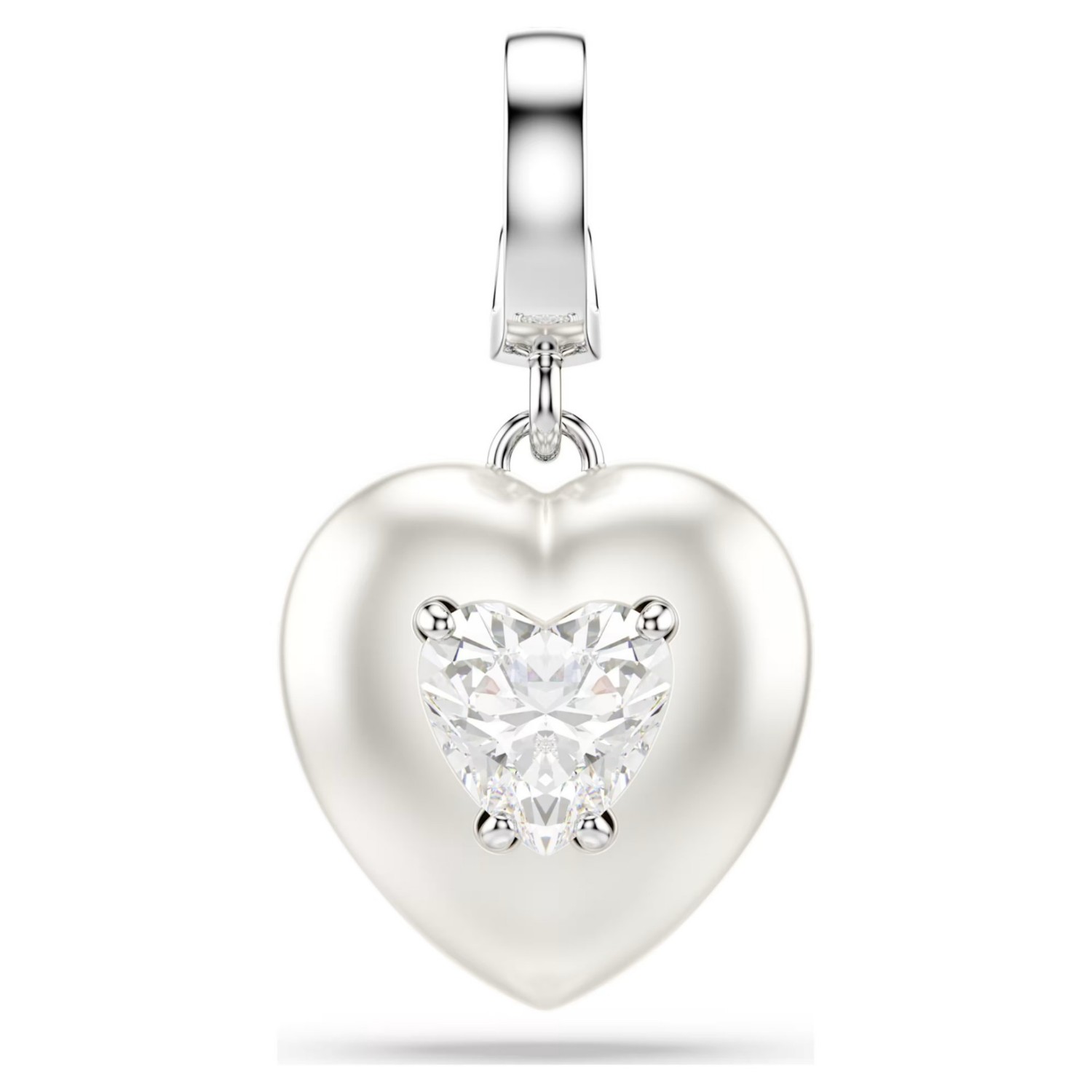 Swarovski smykke Idyllia charm Mixed cuts, Pearl-colored coating, Heart, White, Rhodium plated - 5742960