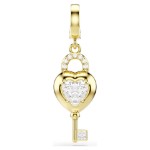 Swarovski smykke Idyllia charm Mixed cuts, Heart with key, White, Gold-tone plated - 5742959