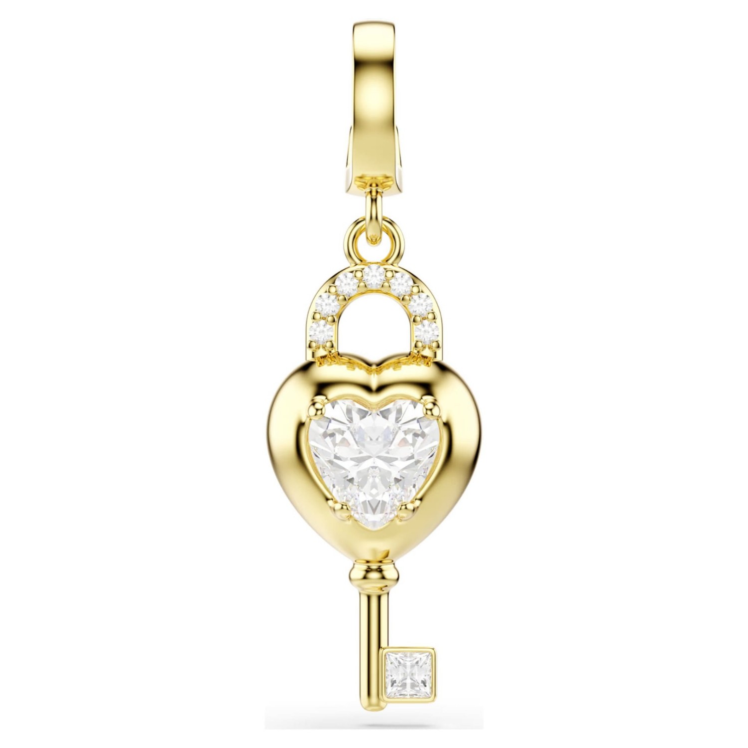 Swarovski smykke Idyllia charm Mixed cuts, Heart with key, White, Gold-tone plated - 5742959