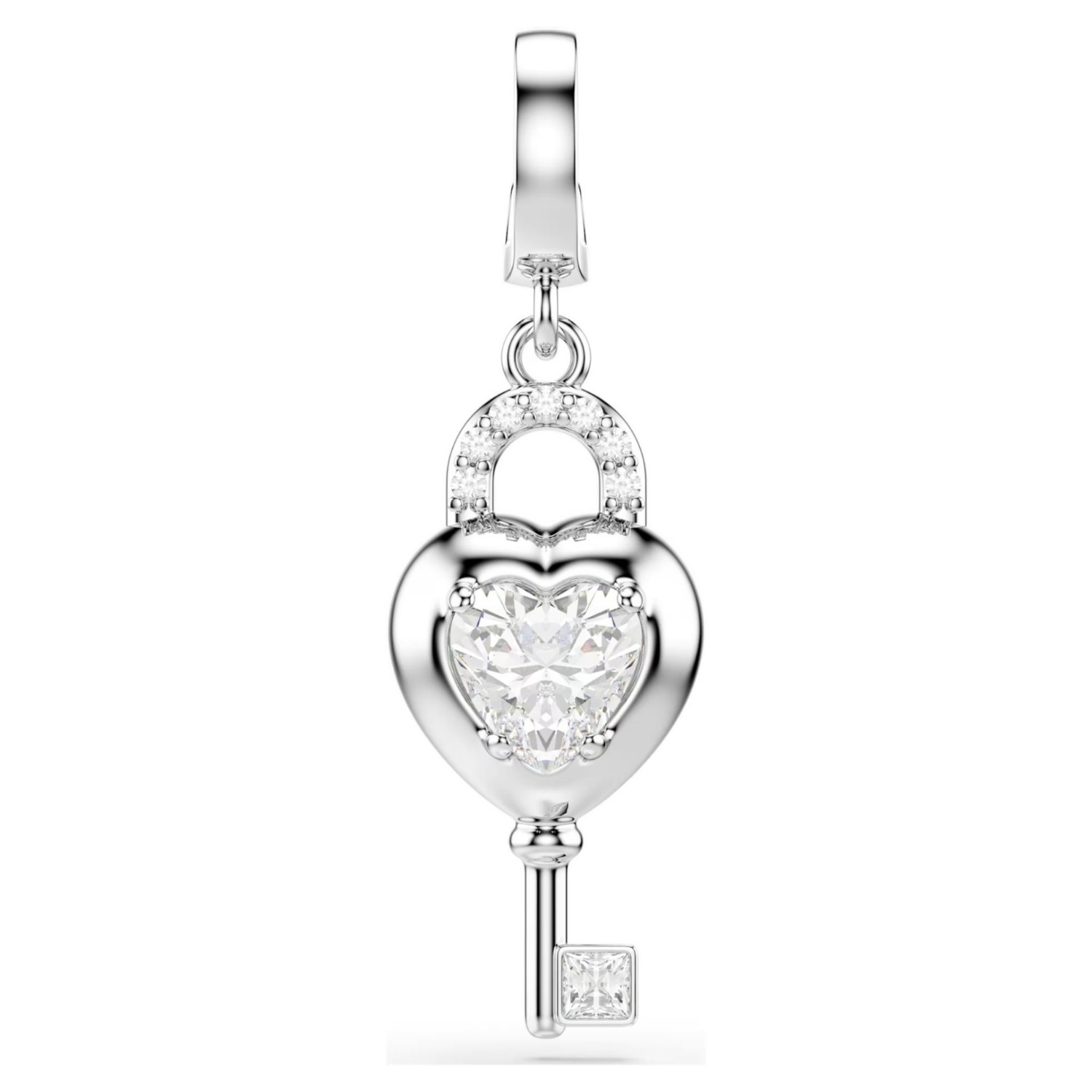 Swarovski smykke Idyllia charm Mixed cuts, Heart with key, White, Rhodium plated - 5742957