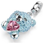 Swarovski smykke Idyllia charm Mixed cuts, Teddy, Blue, Rhodium plated - 5750253