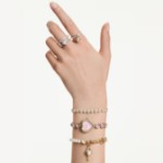 Swarovski smykke Idyllia charm Mixed cuts, Heart with key, White, Gold-tone plated - 5742959