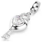 Swarovski smykke Idyllia charm Mixed cuts, Heart with key, White, Rhodium plated - 5742957
