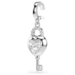 Swarovski smykke Idyllia charm Mixed cuts, Heart with key, White, Rhodium plated - 5742957