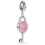 Swarovski smykke Idyllia charm Mixed cuts, Heart with key, White, Rhodium plated - 5742957