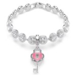 Swarovski smykke Idyllia charm Mixed cuts, Heart with key, White, Rhodium plated - 5742957