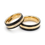 Elegante gifteringer i carbon og 14 kt gult gull - 4806507