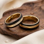 Elegante gifteringer i carbon og 14 kt gult gull - 4806507