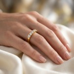Alliansering i 14 karat gult gull med diamanter - 85050700