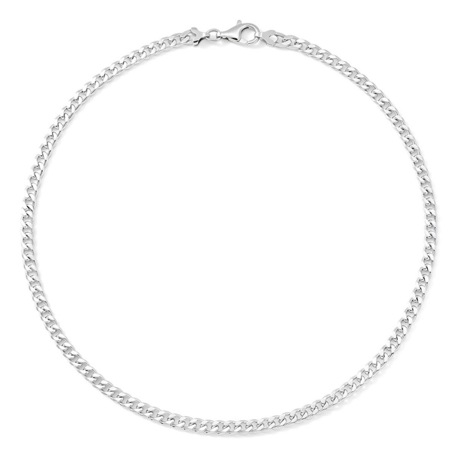 Sølvfarget panserkjede 50 cm med flat glans - 11-GL150-50