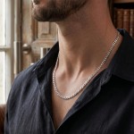 Sølvfarget panserkjede 50 cm med flat glans - 11-GL150-50